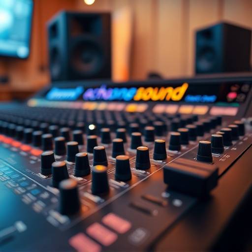 Close-up view of a detailed mixing console, emphasizing the complex controls and equipment used for professional audio mixing at EchoSound Studios.